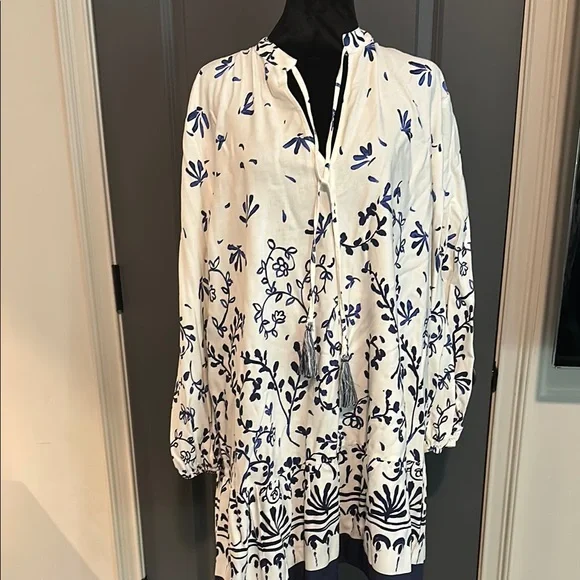 zara blue and white floral dress Zara Floral Mini Dress main image 0